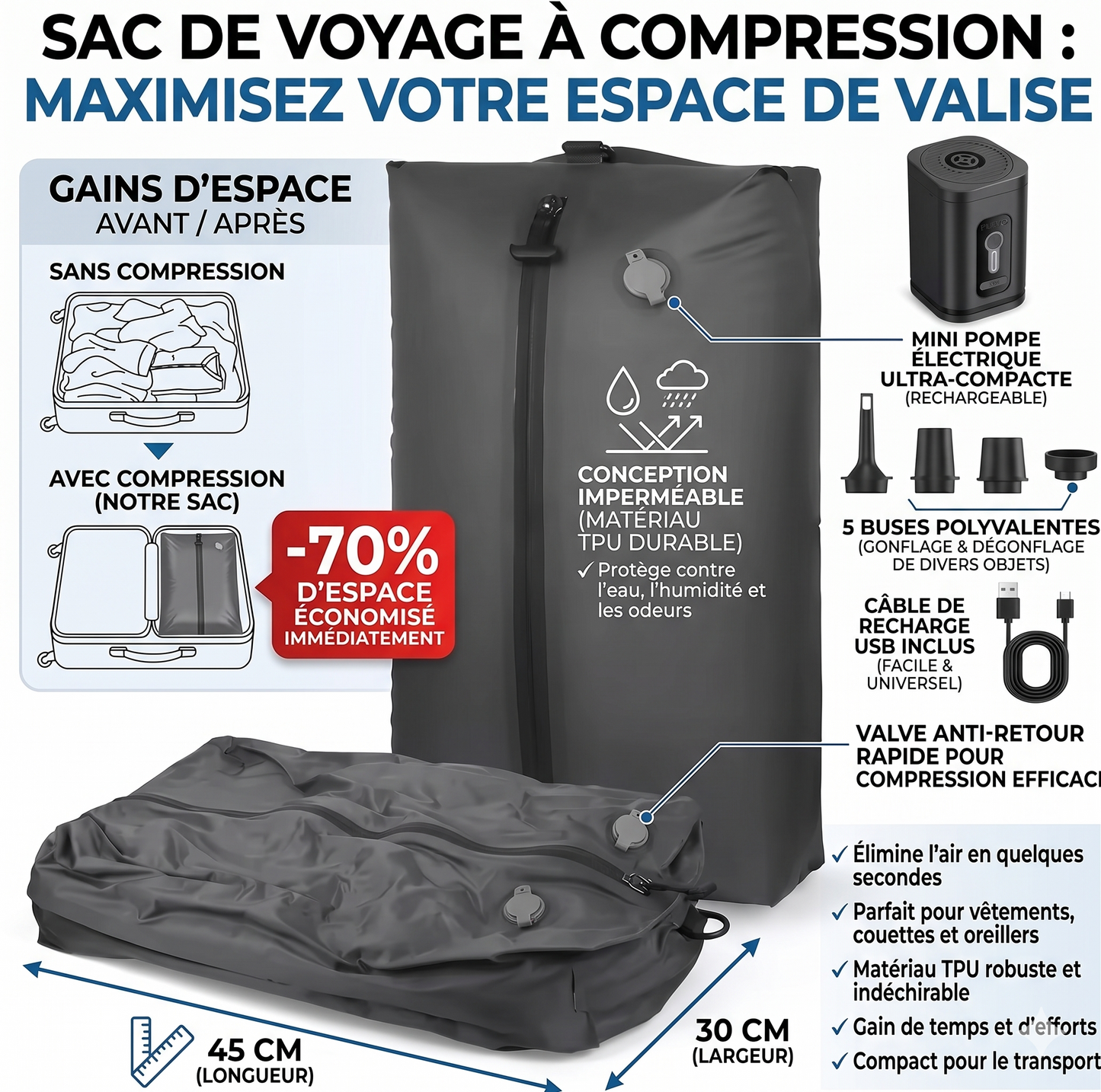 Sacs de voyage à compression