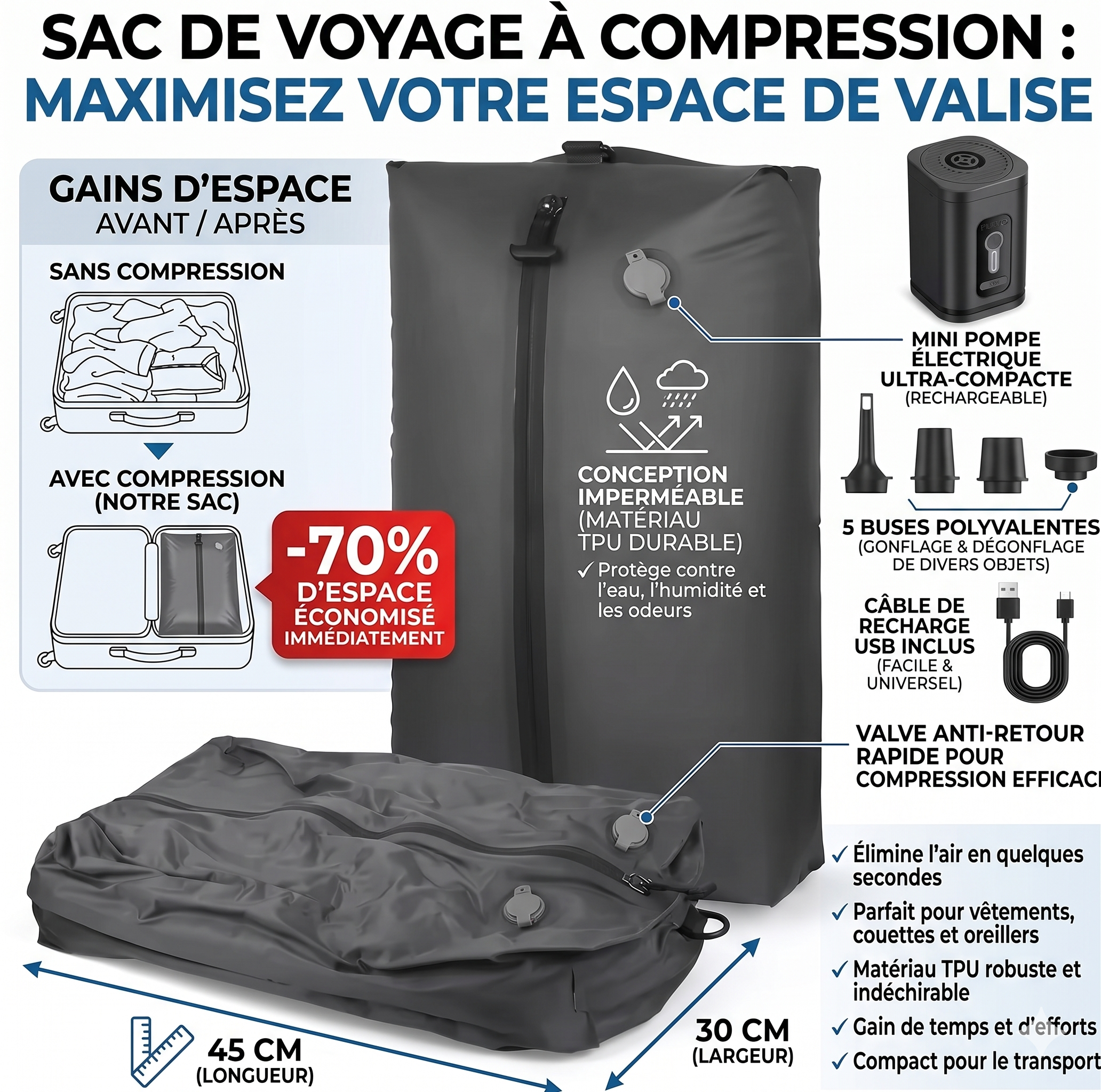 Sacs de voyage à compression
